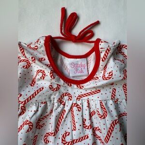 Stitchy Fish Red and White Candy Cane Kids Casual Dress